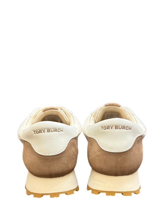 TORY BURCH - IVORY TAUPE SUEDE NYLON ANNIE RUNNER SNEAKERS - Picture 6 of 10